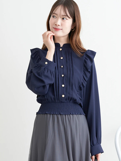 LUDIC PARK(ルディックパーク) |ピンタックフリルブラウス(無地・チェック柄)