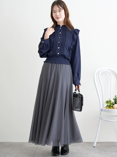 LUDIC PARK(ルディックパーク) |ピンタックフリルブラウス(無地・チェック柄)