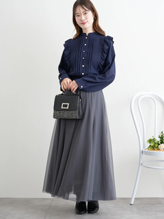 LUDIC PARK(ルディックパーク) |ピンタックフリルブラウス(無地・チェック柄)