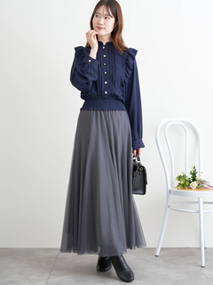 LUDIC PARK(ルディックパーク) |ピンタックフリルブラウス(無地・チェック柄)