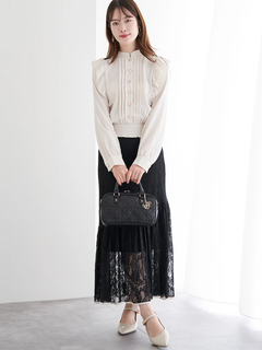 LUDIC PARK(ルディックパーク) |ピンタックフリルブラウス(無地・チェック柄)