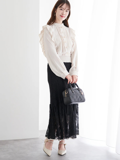 LUDIC PARK(ルディックパーク) |ピンタックフリルブラウス(無地・チェック柄)