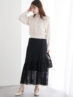 LUDIC PARK(ルディックパーク) |ピンタックフリルブラウス(無地・チェック柄)