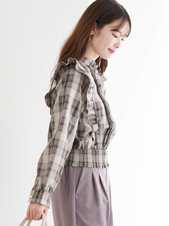 LUDIC PARK(ルディックパーク) |ピンタックフリルブラウス(無地・チェック柄)