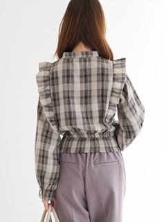 LUDIC PARK(ルディックパーク) |ピンタックフリルブラウス(無地・チェック柄)