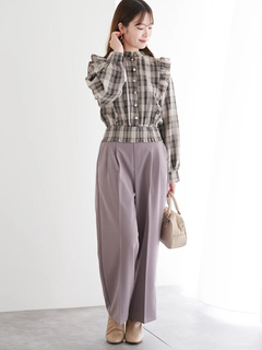 LUDIC PARK(ルディックパーク) |ピンタックフリルブラウス(無地・チェック柄)