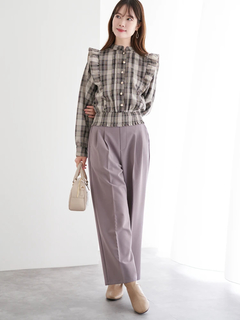 LUDIC PARK(ルディックパーク) |ピンタックフリルブラウス(無地・チェック柄)