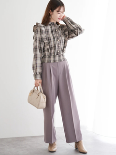 LUDIC PARK(ルディックパーク) |ピンタックフリルブラウス(無地・チェック柄)