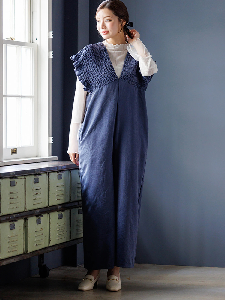 LUDIC PARK(ルディックパーク) |ピーチ起毛シャーリングサロペット