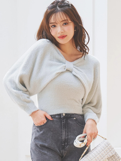 LUDIC PARK(ルディックパーク) |[SET]リボンフェザーニットトップス×キャミソール