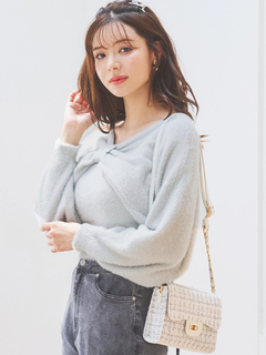 LUDIC PARK(ルディックパーク) |[SET]リボンフェザーニットトップス×キャミソール