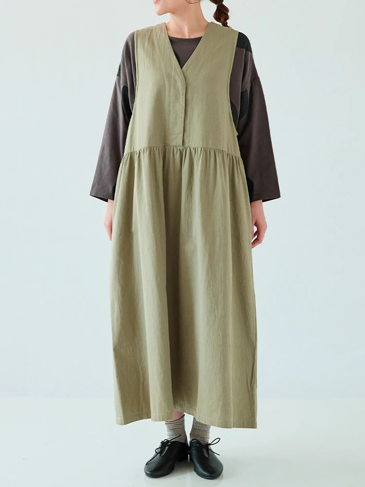 先染めツイルジャンパースカート / Hare no hi（ハレノヒ）の