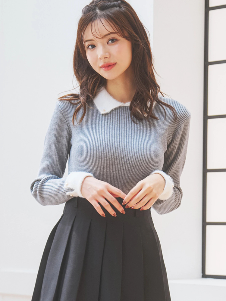 LUDIC PARK(ルディックパーク) |襟袖シャギーニットプルオーバー