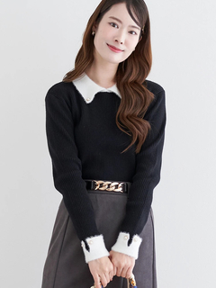 LUDIC PARK(ルディックパーク) |襟袖シャギーニットプルオーバー