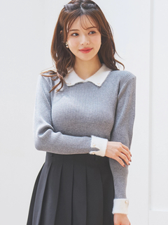 LUDIC PARK(ルディックパーク) |襟袖シャギーニットプルオーバー