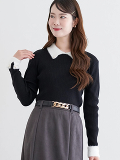 LUDIC PARK(ルディックパーク) |襟袖シャギーニットプルオーバー