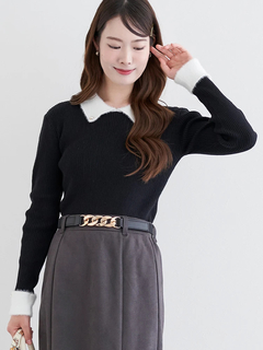 LUDIC PARK(ルディックパーク) |襟袖シャギーニットプルオーバー