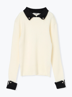 LUDIC PARK(ルディックパーク) |襟袖シャギーニットプルオーバー