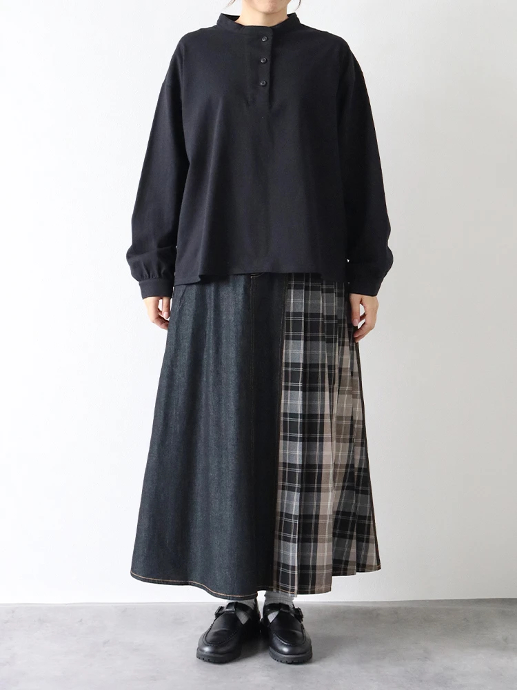 チェック柄切替デニムスカート / Hare no hi（ハレノヒ）のスカート