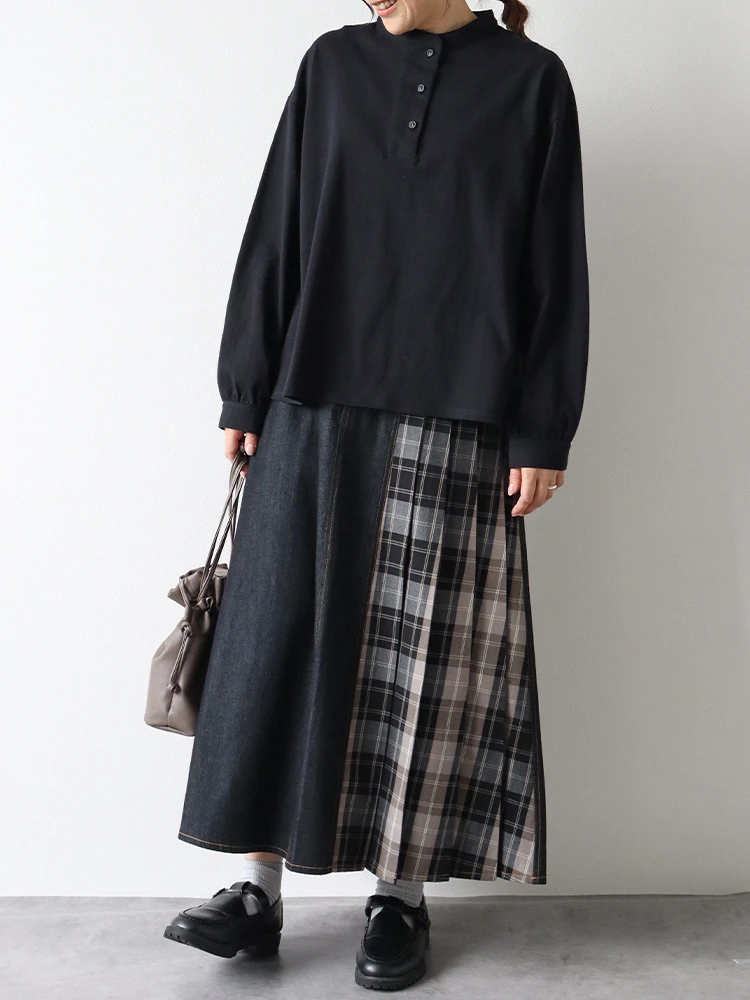 チェック柄切替デニムスカート / Hare no hi（ハレノヒ）のスカート