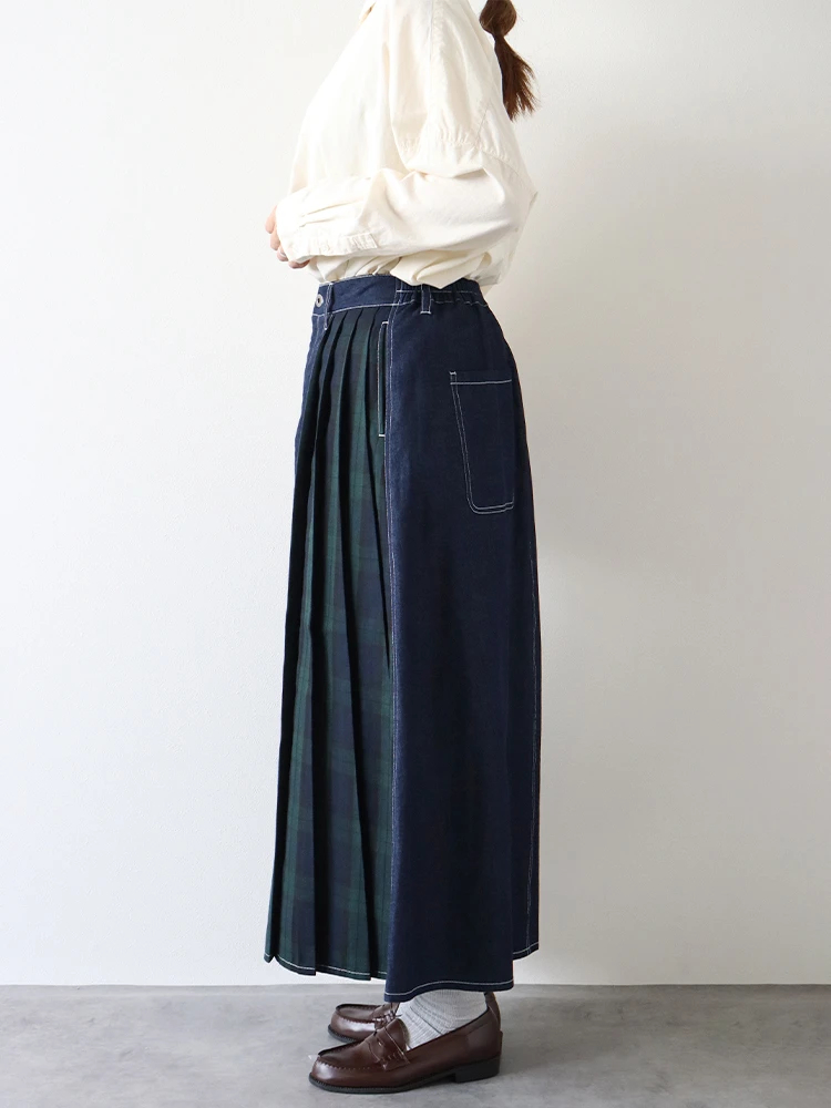 チェック柄切替デニムスカート / Hare no hi（ハレノヒ）のスカート