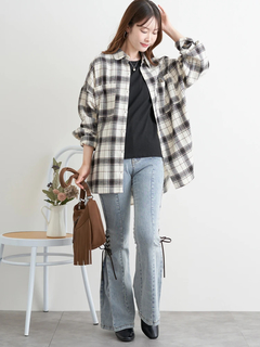 LUDIC PARK(ルディックパーク) |サイドレースアップフレアデニムパンツ