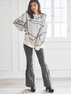 LUDIC PARK(ルディックパーク) |サイドレースアップフレアデニムパンツ