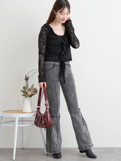 LUDIC PARK(ルディックパーク) |サイドレースアップフレアデニムパンツ