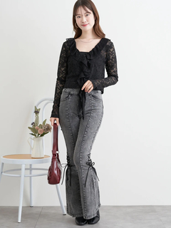 LUDIC PARK(ルディックパーク) |サイドレースアップフレアデニムパンツ