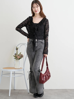 LUDIC PARK(ルディックパーク) |サイドレースアップフレアデニムパンツ