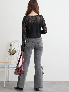 LUDIC PARK(ルディックパーク) |サイドレースアップフレアデニムパンツ