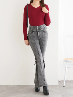 LUDIC PARK(ルディックパーク) |サイドレースアップフレアデニムパンツ