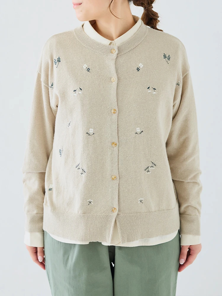 フラワー刺繍ニットカーディガン / Hare no hi（ハレノヒ）の