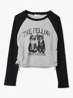 LUDIC PARK(ルディックパーク) |ネコプリント ラグランリブロングTシャツ