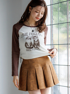 LUDIC PARK(ルディックパーク) |ネコプリント ラグランリブロングTシャツ