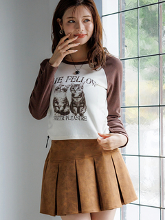 LUDIC PARK(ルディックパーク) |ネコプリント ラグランリブロングTシャツ