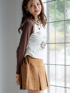 LUDIC PARK(ルディックパーク) |ネコプリント ラグランリブロングTシャツ