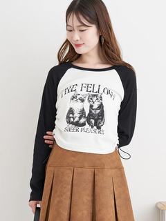 LUDIC PARK(ルディックパーク) |ネコプリント ラグランリブロングTシャツ