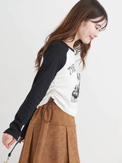 LUDIC PARK(ルディックパーク) |ネコプリント ラグランリブロングTシャツ