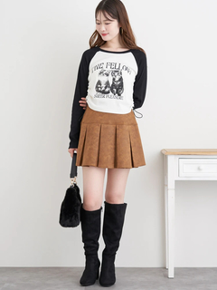 LUDIC PARK(ルディックパーク) |ネコプリント ラグランリブロングTシャツ