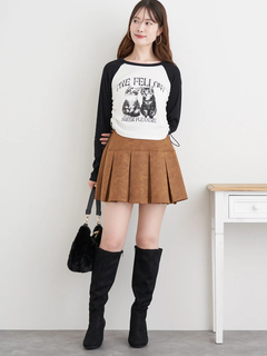 LUDIC PARK(ルディックパーク) |ネコプリント ラグランリブロングTシャツ