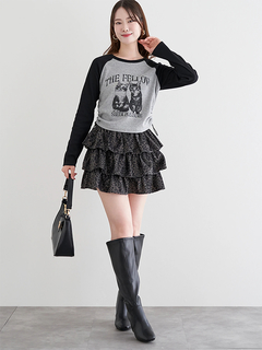 LUDIC PARK(ルディックパーク) |ネコプリント ラグランリブロングTシャツ