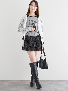 LUDIC PARK(ルディックパーク) |ネコプリント ラグランリブロングTシャツ