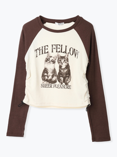 LUDIC PARK(ルディックパーク) |ネコプリント ラグランリブロングTシャツ