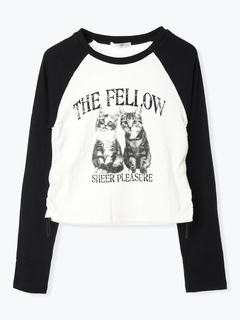 LUDIC PARK(ルディックパーク) |ネコプリント ラグランリブロングTシャツ