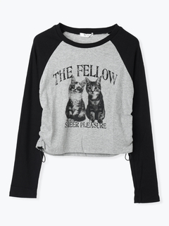 LUDIC PARK(ルディックパーク) |ネコプリント ラグランリブロングTシャツ