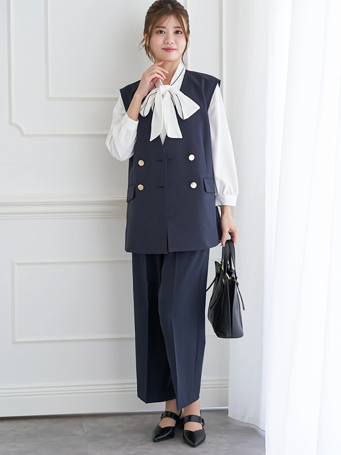 Wクロス】Wボタンノーカラーベスト(セットアップ可) / LUDIC PARK（ル