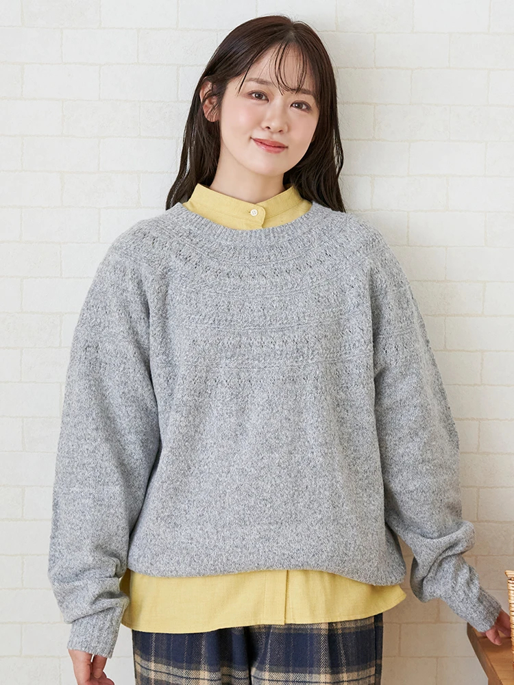 美品 ユリパーク ラウンドネックニット レアーリ エルボーパッチ風リブ編み 000000045849-01-l.jpg?t=