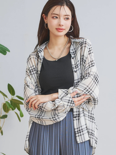 LUDIC PARK(ルディックパーク) |チェック柄シフォンシャツ