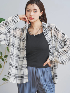 LUDIC PARK(ルディックパーク) |チェック柄シフォンシャツ